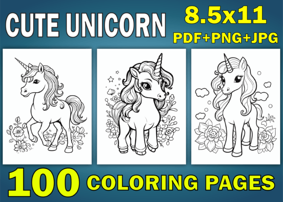 100 Cute Unicorn Coloring Pages for Kids