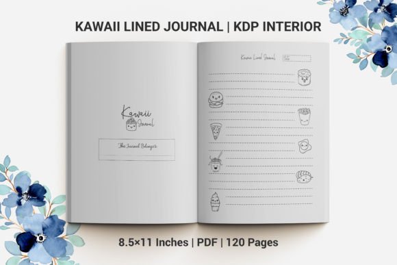 Kawaii Lined Journal KDP Interior